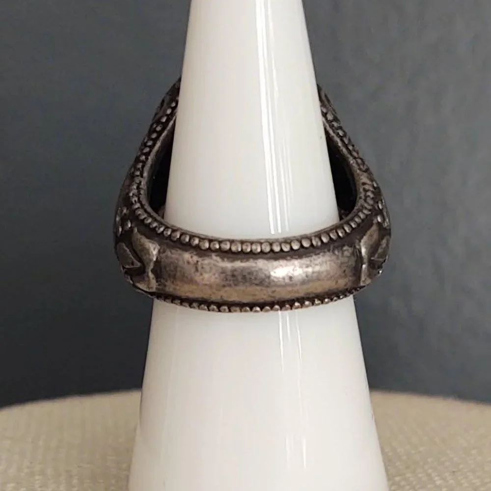 Large blue faceted bead statement ring